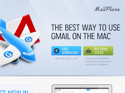 Landing Page blue buttons gmail green landing page plane