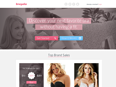 Brayola blue brayola landing page layout pink website