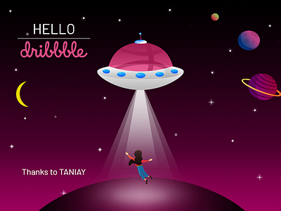 Hello, Dribbble ! firstshot hello hello dribbble illustration planet space