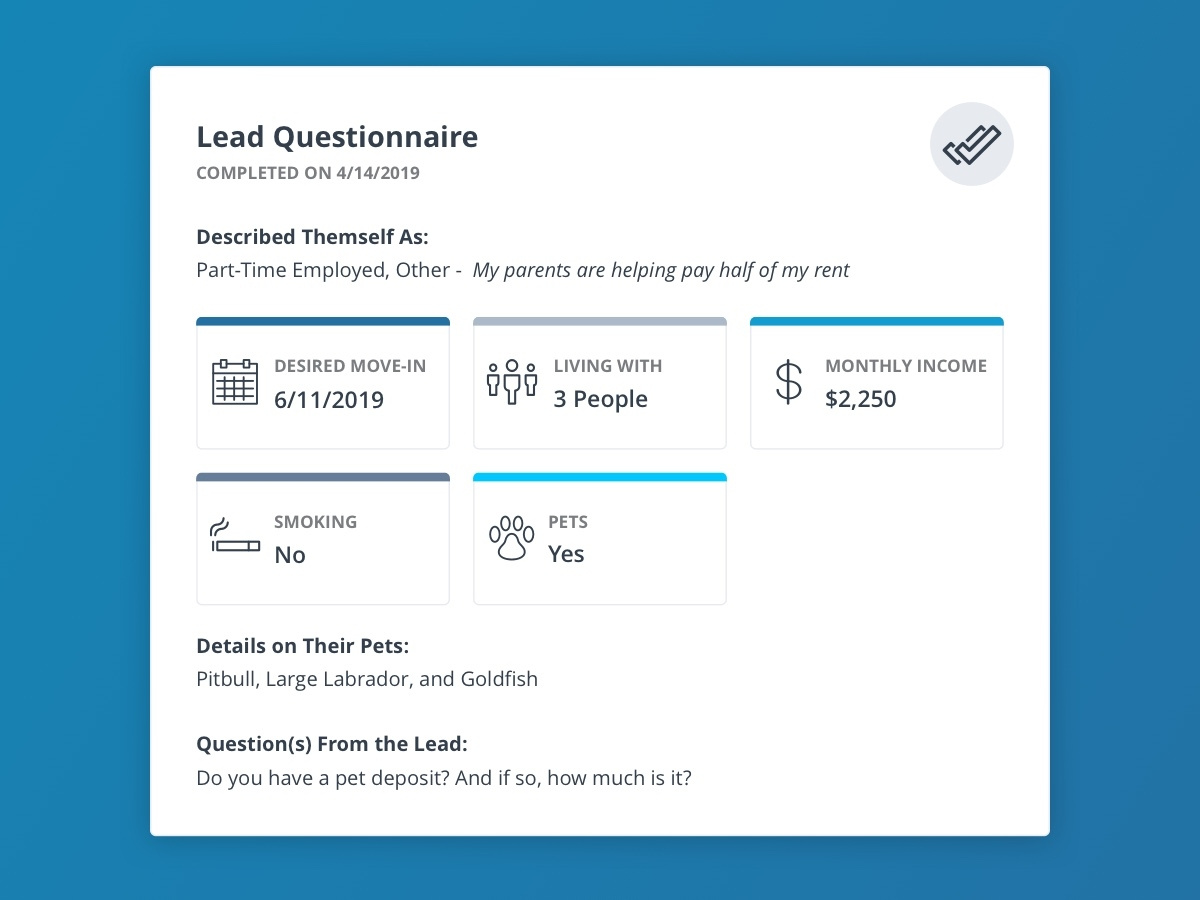 Lead Questionnaire by Sarah Stinson on Dribbble