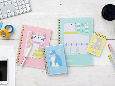 NORDIC COLOR ANIMALS NOTE BOOK animals bear cat illustration note penguin rabbit stationery