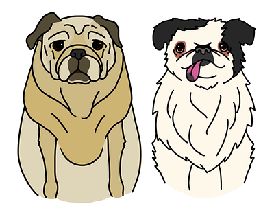 Moe & Frankie dog dogs drawing illustration pets procreate pug