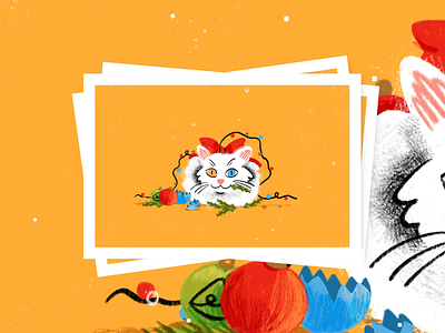 Purstcards (=UܫU=)∫ II after effects animation brush cat character cute design gato gif illustration loop motion postcard procreate procreate animation stroke