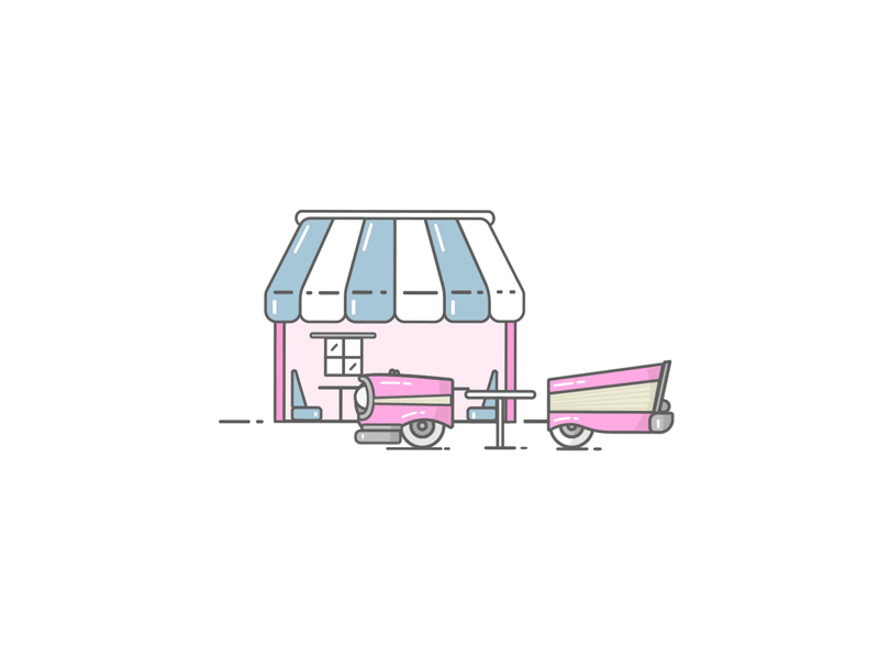 Muu Lecheria argentina muu illustration pink car house stroke animation gif after effects bouncing