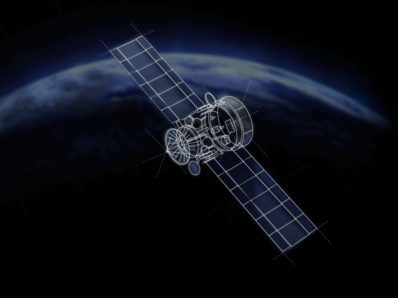 Satellite aftereffects animation bitcoin graphic illustration lines motion outlines satellite space xapo