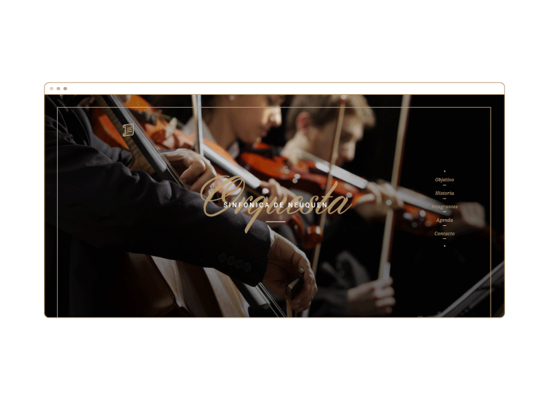 Orchestra project animation facebook hamburguer icon menu motion design parchment social twitter ui ux web