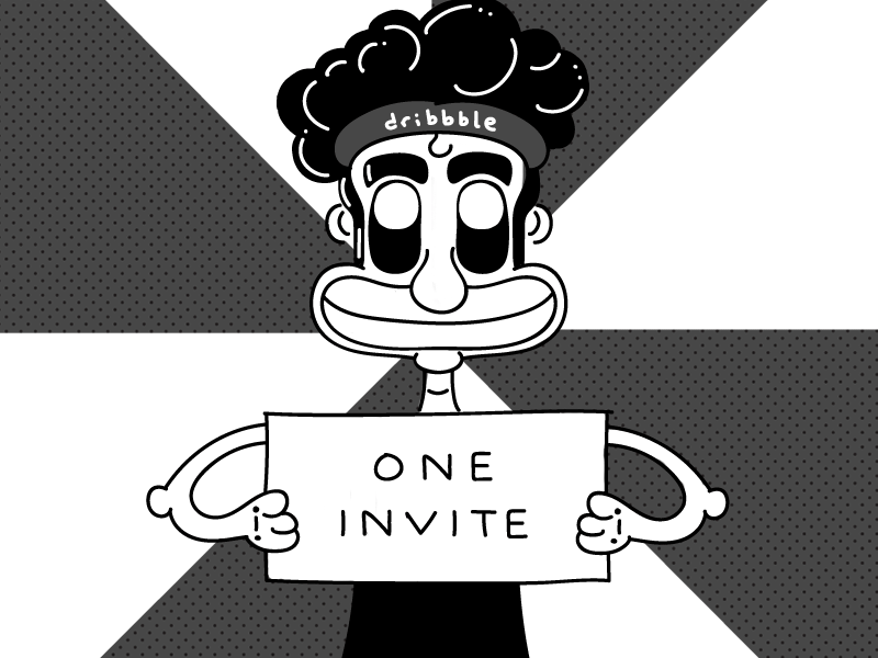 One Dribbble Invite ✧ﾟ･: *ヽ(◕ヮ◕ヽ) animation cartoon character classic draft dribbble frame gif giveaway handmade invite old