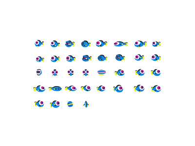 Dory Sprites animation character cute dory fish frame by frame illustration little photoshop sprites sweet