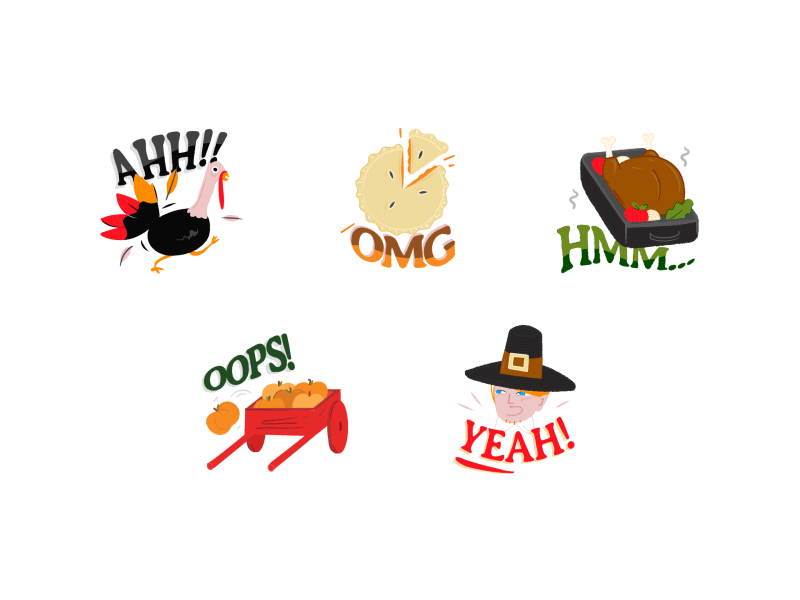 Lomics - Thanksgiving Animation ae animation cake chiken gif lomics loop sticker stickers thanksgiving turkey