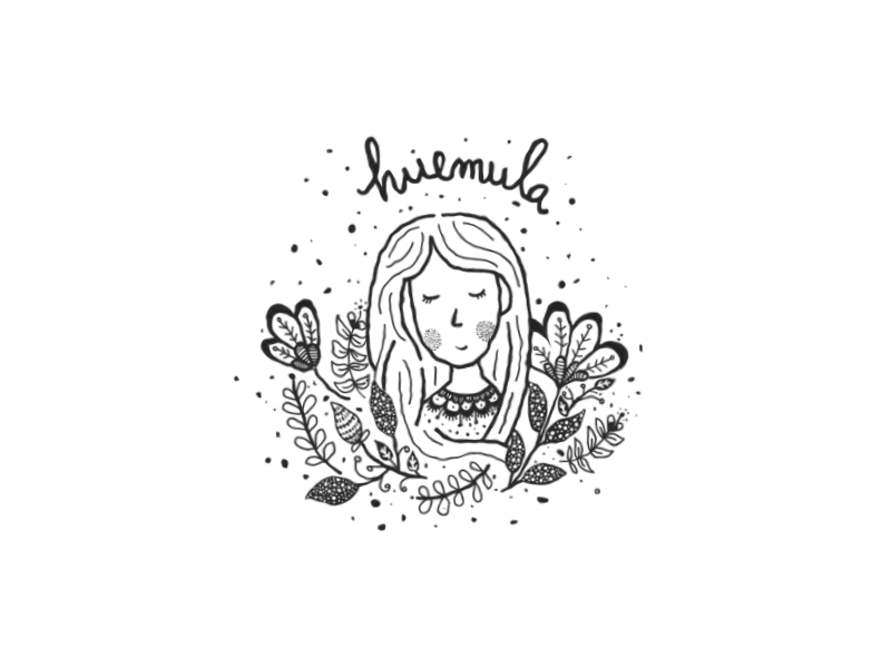 Huemula Logo animation animation character cute flower girl identity illustration logotype stroke trimp paths