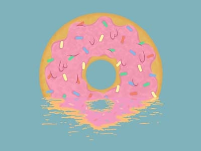 Pink Doughnut with Sprinkles desserts doughnut food app pink reflection snaks sprinkles sweet
