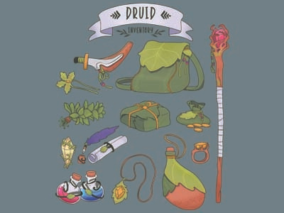 Druid Inventory dnd druid dunguns and dragon hp potion inventrory items mp potion nature plants rpg