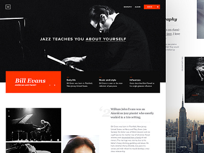 Bill Evans Jazz Pianist billevans jazz musician pianist splashpage ui web webdesign