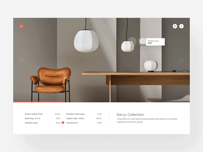 Herman Miller Furniture Picker animation furniture hermanmiller interaction ui video web webdesign webpage website