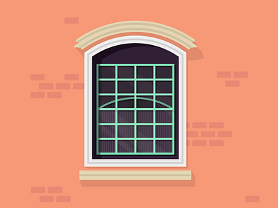 Colonial window architecture bricks colonial illustration portuguese symmetry vector wall window