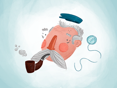 Old Man blue character face funny illustration man moustache old photoshop pipe sailor