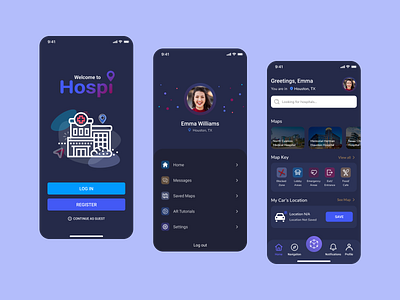 Hospital Navigation App UI augmented reality dailyui dashboard ui designer homescreen ios app design navigation productdesign profile ui uidesign uiux uxdesign