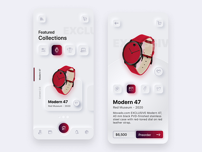 Neumorph / Skeuomorph Shopping App Ui