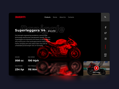 Ducati Motorcycle Landing Page 🏍️ dark design ducati landing page motorbike motorcycle motorsport product design ui ui design uiux ux uxdesign