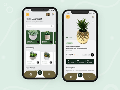 Tiny Plants Shop App 🌱🍃 Ui Design ios app mobile app plant app plant shop shop ui ui design uiux ux uxdesign