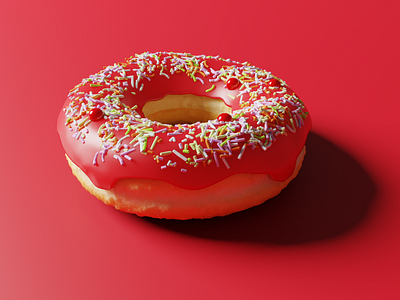 Red 3D Donut ❤️🍩 3d 3d illustration 3d modeling blender donut fun illustration minimal red render