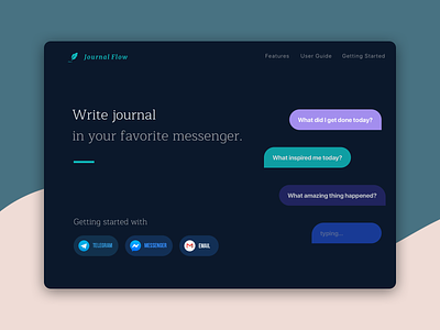 Meet our new product: JournalFlow design diary email journal journalflow messenger telegram ui ux web website