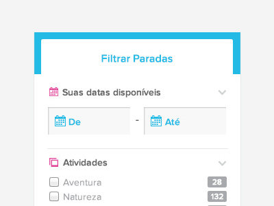 Parada Carioca | Filtering Widget activities campaign event experience filter filtering interaction interface local platform search social ui user ux web website