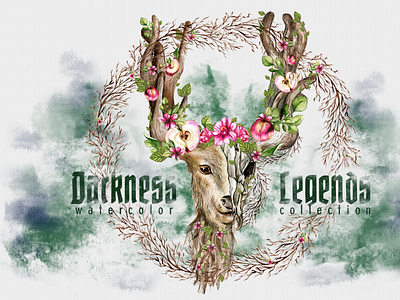 Darkness Legends watercolor illustration clipart png