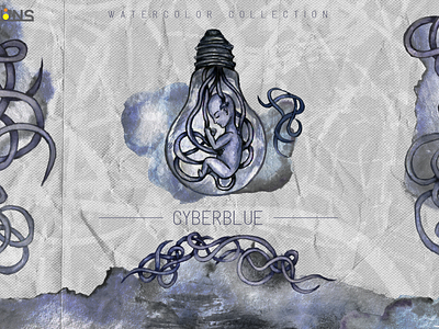 Cyberblue watercolor illustration alien png clipart magic