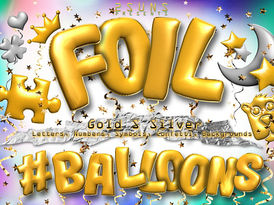 Foil balloons clipart photo overlays photoshop