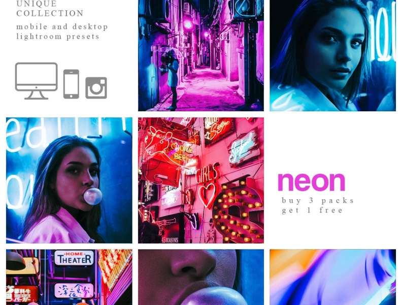 Neon presets holographic instagram filters mobile desktop by 2SUNS on