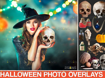 Halloween overlay & Pumpkin clipart, Photoshop overlay