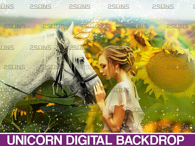 Majestic Unicorn backdrop & Sunflower backdrop