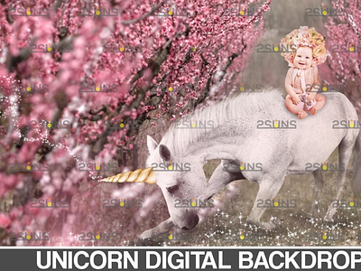 Majestic unicorn backdrop & Flower backdrop