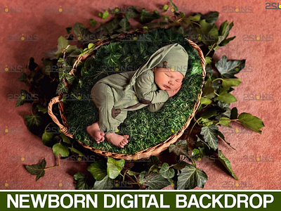 Newborn backdrop & Baby floral backdrop, Photoshop overlay