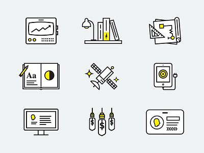 Electrik Icons book electric electricity icons illustration lightbulb monitor satellite style guide ux