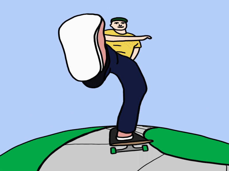 Push it animation gif illustration skateboard