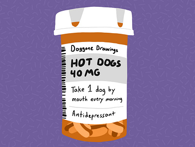 Antidepressants hot dog illustration mental health
