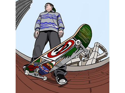 Chico illustration skateboard