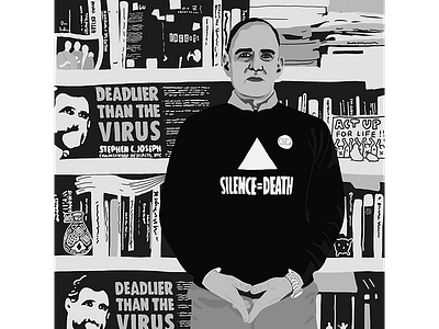 Larry Kramer illustration lgbtqia