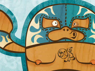 Luchador illustration illustrator photoshop texture wood