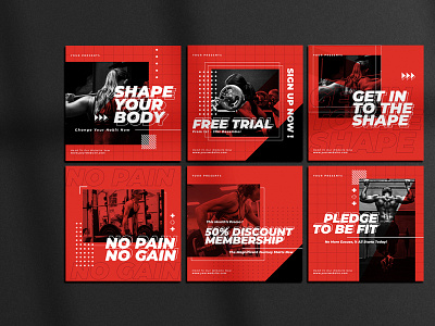 Fitness Instagram Post Stories Pack ads branding design event exercise fitness flat gym instagram instagram post instagram stories social media typography workout