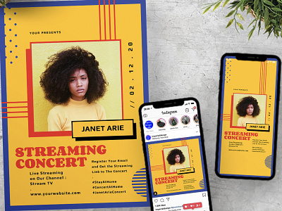 Streaming Music Concert Flyer Instagram Set Template