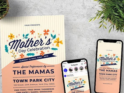 Mother's Day Celebration Flyer Instagram Set Template celebration flyer flyer template illustration instagram instagram post instagram stories motherhood mothers day social media template woman