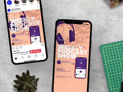 Weekly Podcast Show Social Media Post instagram instagram post instagram stories podcast social media streaming template ui