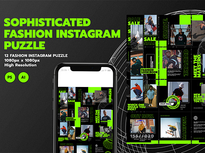 Sophisticated Fashion Instagram Post Puzzle Pack ads flyer instagram instagram post instagram story modern poster social media streaming template