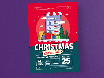 Christmas Online Sale Flyer Instagram Post Story Set ads character design christmas design discount fashion flyer instagram instagram post instagram story modern online online sale online shop poster red retail sale social media template