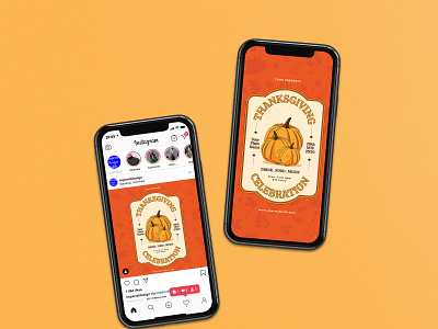 Thanksgiving Celebration Flyer Instagram Post Story Set
