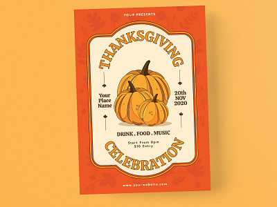 Thanksgiving Celebration Flyer Instagram Post Story Set ads design flyer illustration instagram instagram post instagram story poster retro social media template thanksgiving thanksgiving day vintage