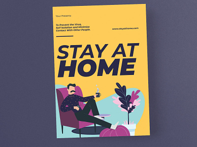 Stay at Home Flyer Instagram Set ads corona coronavirus covid 19 covid19 design flyer instagram instagram post instagram story modern poster social media stay home stay safe template
